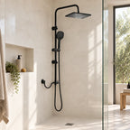 QUARO ESSENTIEL — Colonne de douche noir mat — mise en situation Olverton