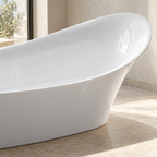 Baignoire îlot Olverton ALICE I blanc — détail du rebord et de la finition