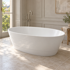 Baignoire îlot Olverton DUO II blanc — suite parisienne #Cuve blanche / panneau blanc