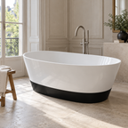 Baignoire îlot Olverton DUO II blanc / panneau noir — suite parisienne #Cuve blanche / panneau noir