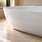 Baignoire îlot Olverton ELLIPSE blanc — détail de la courbe et de la base