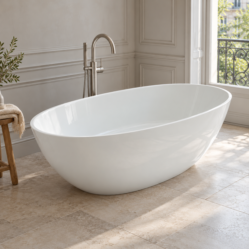 Baignoire îlot Olverton WIKA blanc — suite parisienne