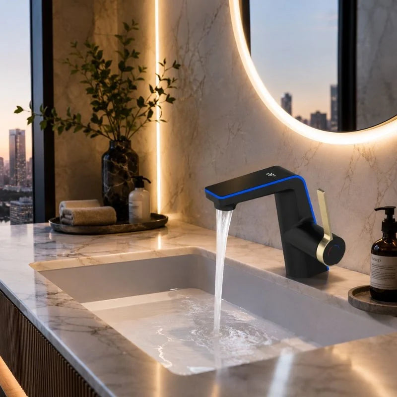 EON – Mitigeur de lavabo à affichage digital — Noir