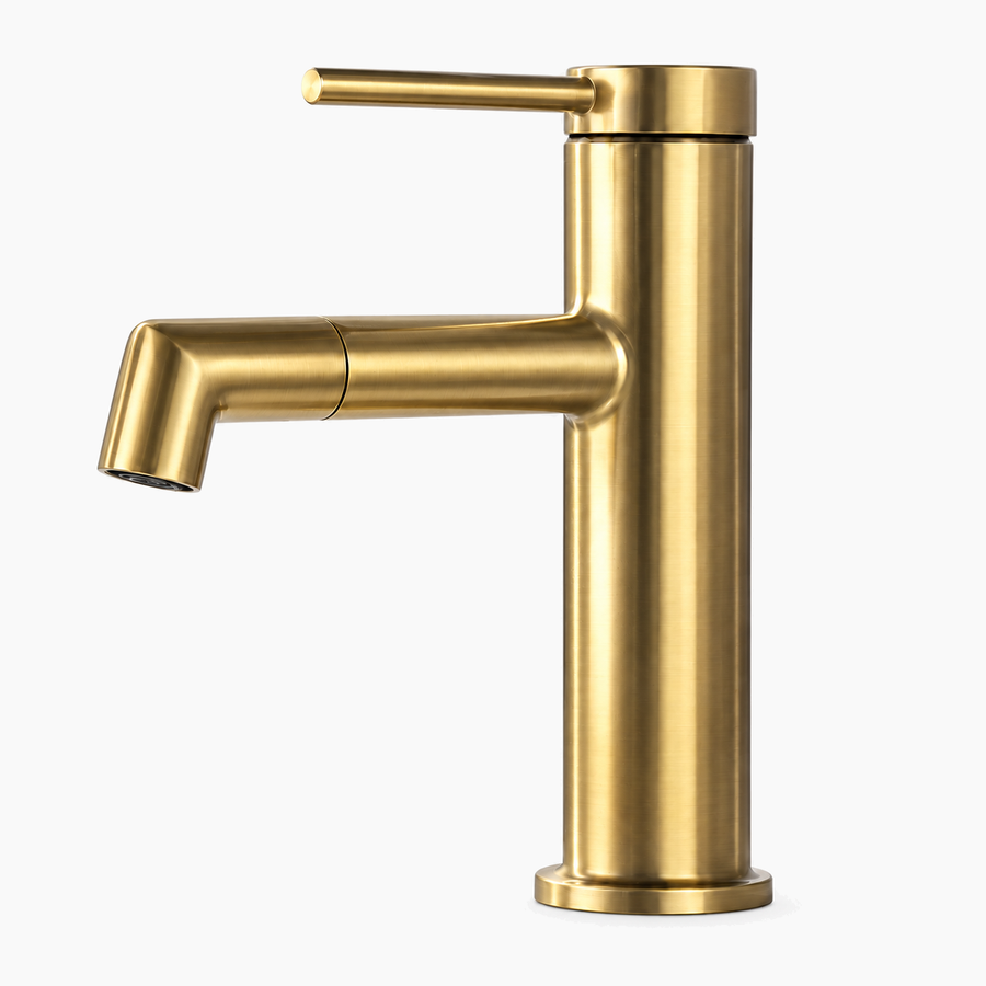 ORBÖ — Brushed gold basin tap with 360° spout