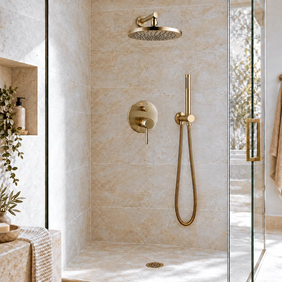 ORIO DUO — Concealed shower column in brushed gold