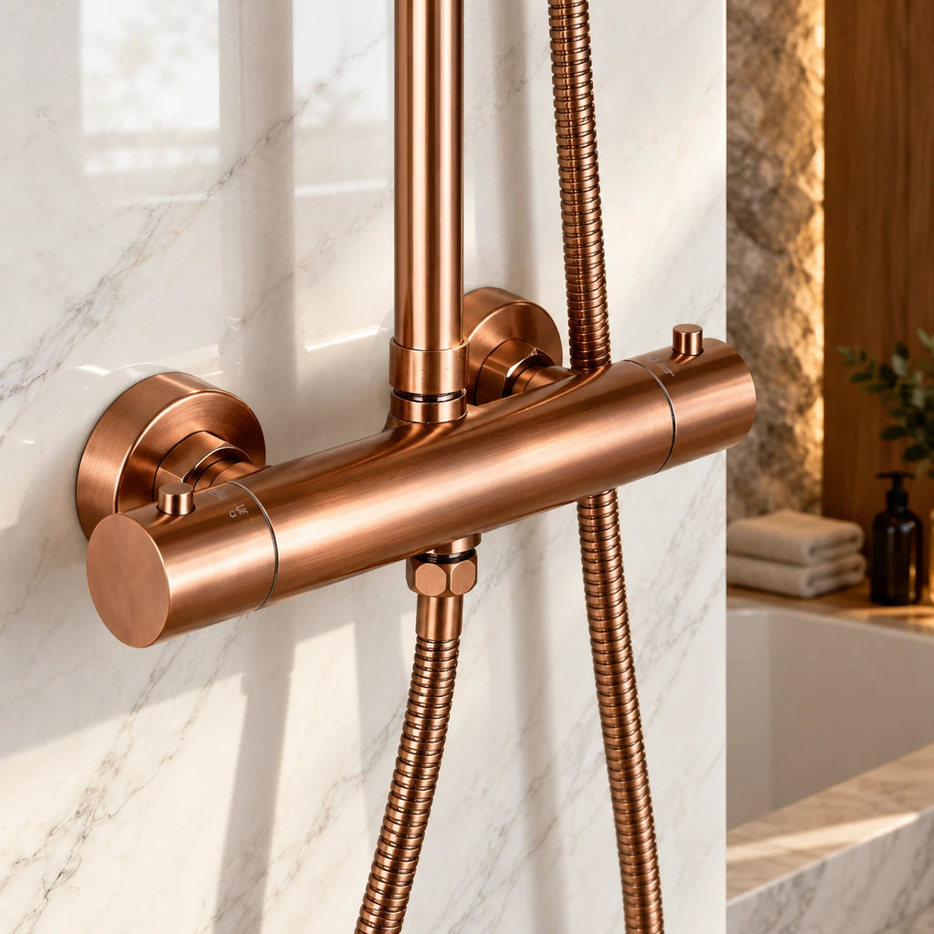 Colonne de douche thermostatique or rose brossé - ALTO
