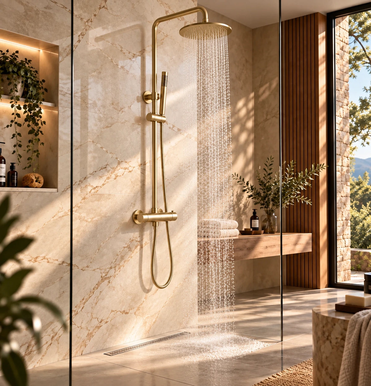 Colonne de douche thermostatique or brossé - ALTO