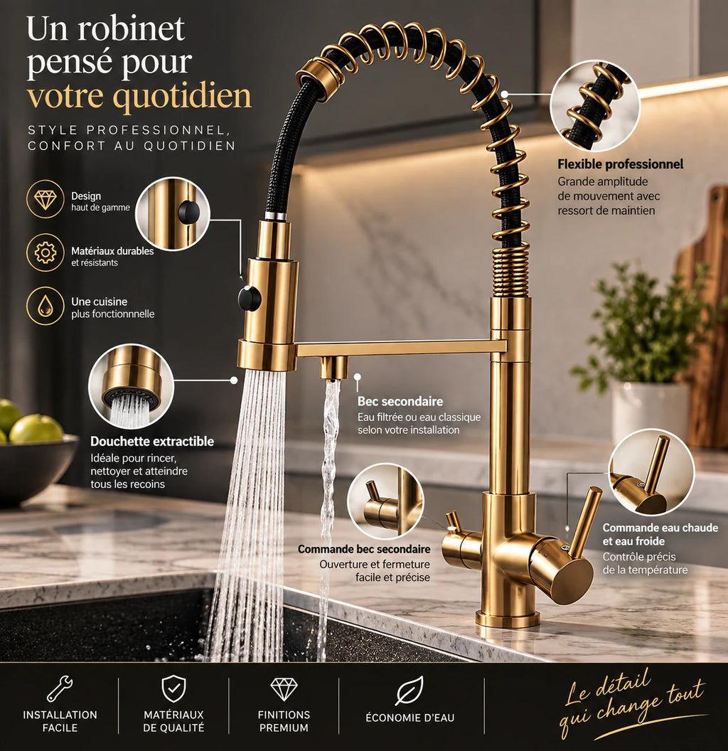 Mitigeur de cuisine 3 voies avec douchette - KÖL
