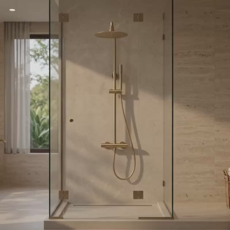 AUREA – Colonne de douche thermostatique en or brossé avec ciel de douche