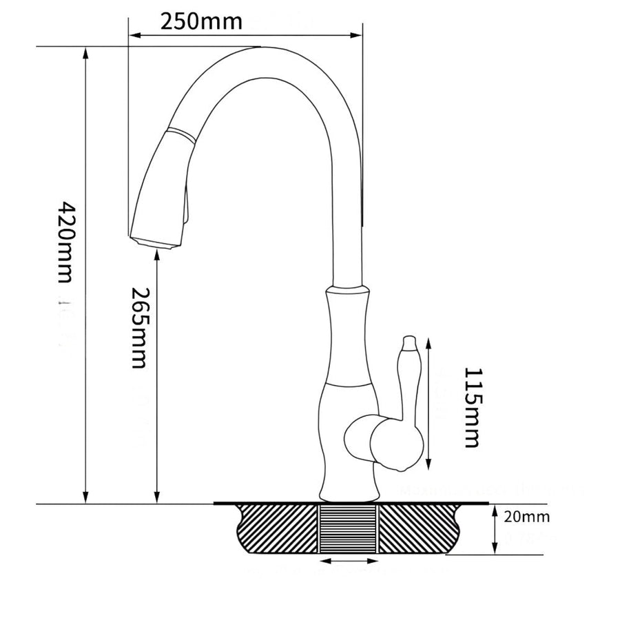 BELLIO — Robinet de cuisine douchette en laiton — Chrome