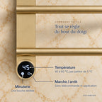 Commande tactile du sèche-serviettes mural : température, marche/arrêt et minuterie