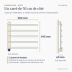 Dimensions du sèche-serviettes mural : 500 × 495 × 60 mm