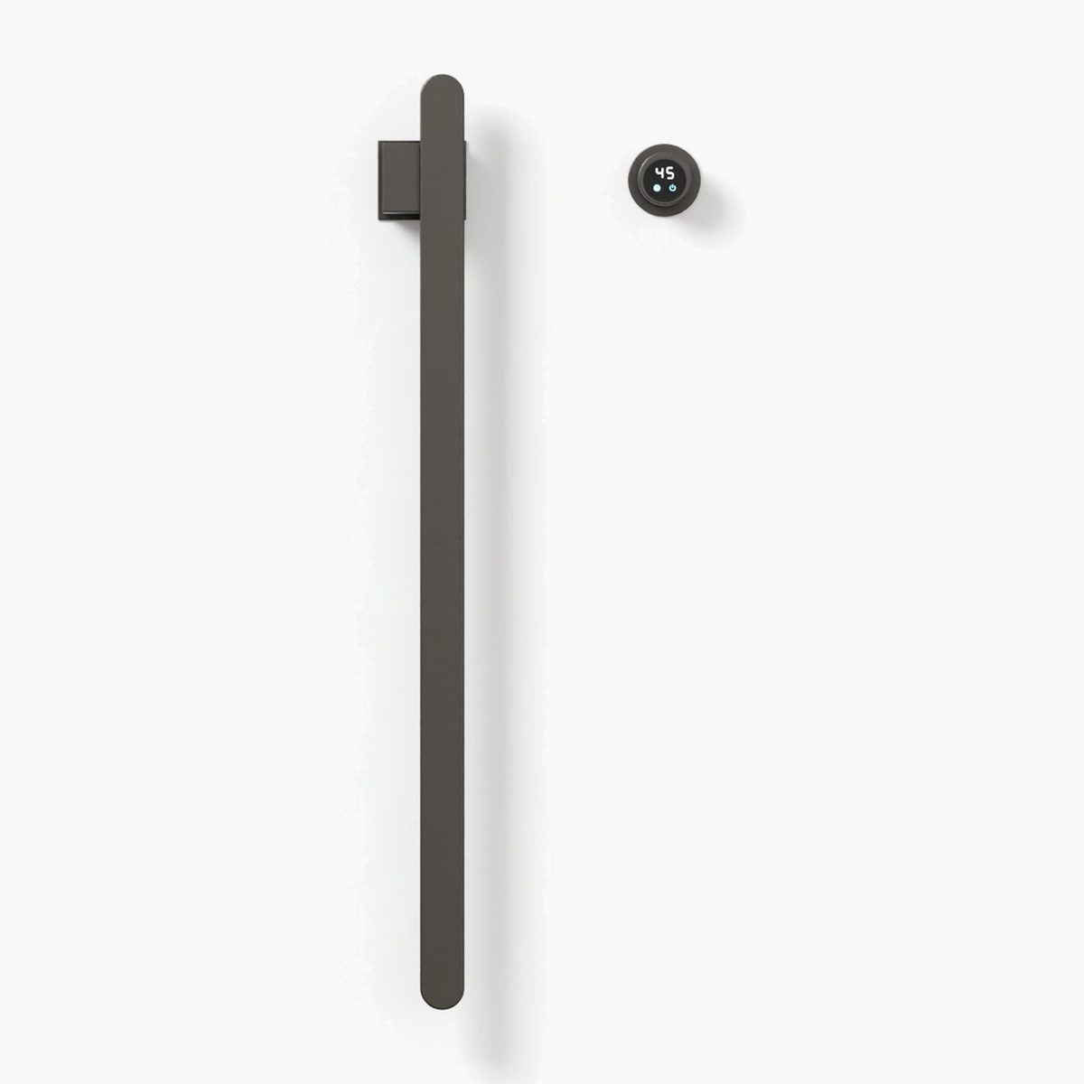 Sèche-serviettes à barres verticales STRÖM gris anthracite, 1 barre, vue de face sur fond blanc