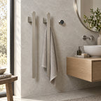 Sèche-serviettes à barres verticales STRÖM nickel brossé, 2 barres, dans une salle de bain
