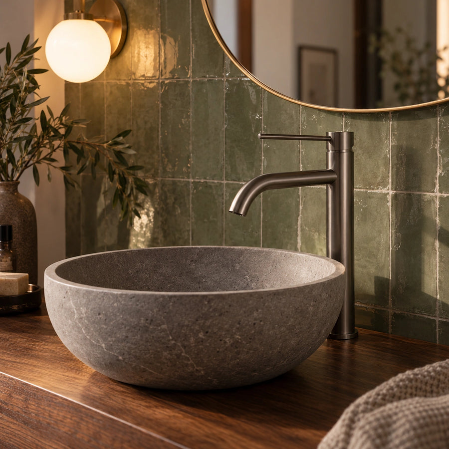 TÅRN — Mitigeur lavabo haut pour vasque à poser — Gris brossé