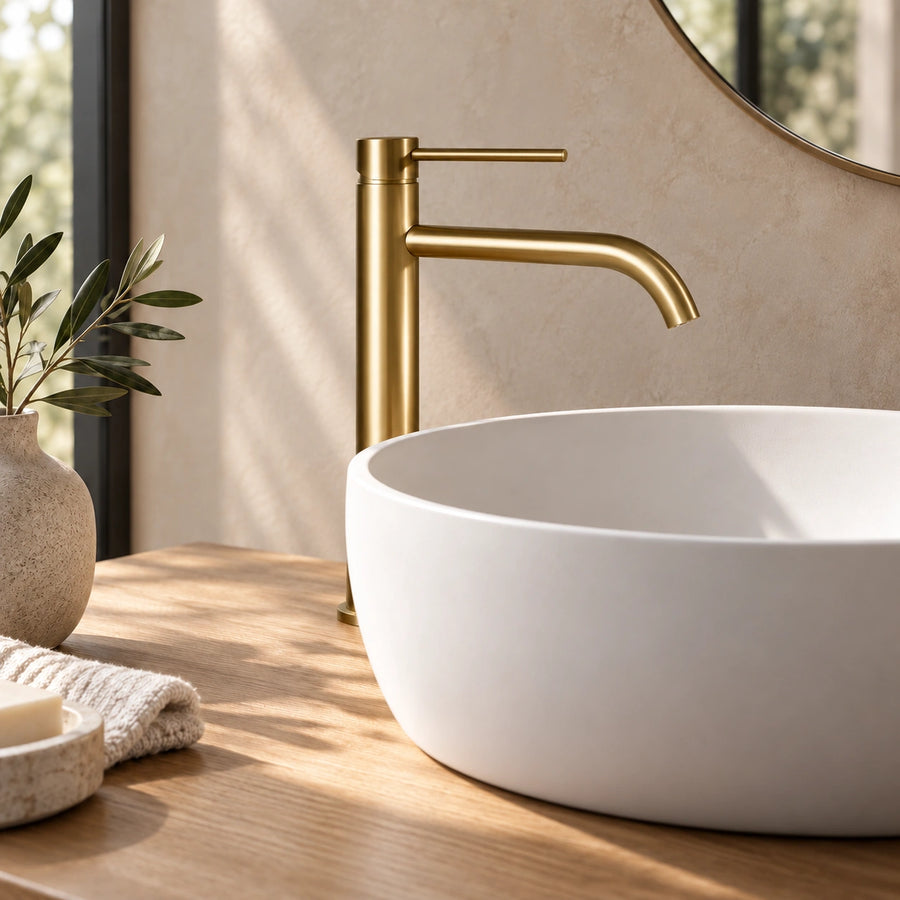 TÅRN — Mitigeur lavabo haut pour vasque à poser — Or brossé