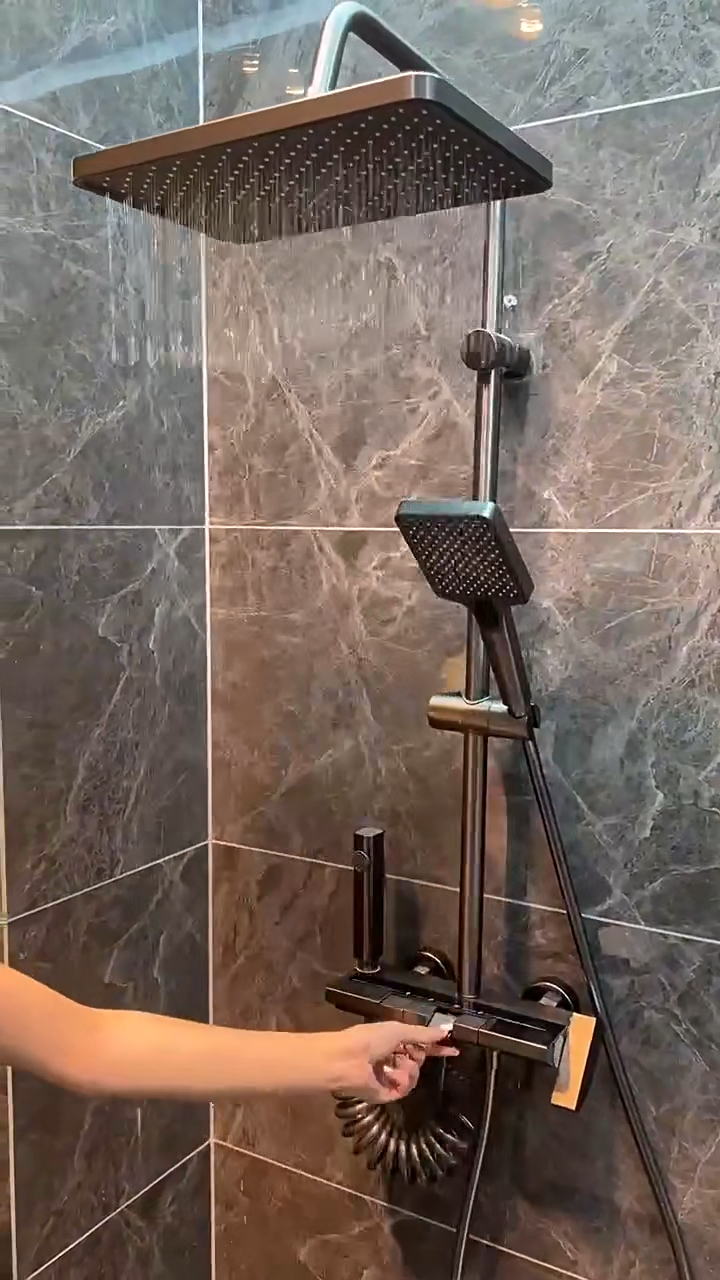 AURIS – Colonne de douche thermostatique à affichage numérique gris brossé