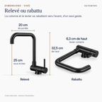 Dimensions du mitigeur VIKÖ relevé et rabattu #Noir