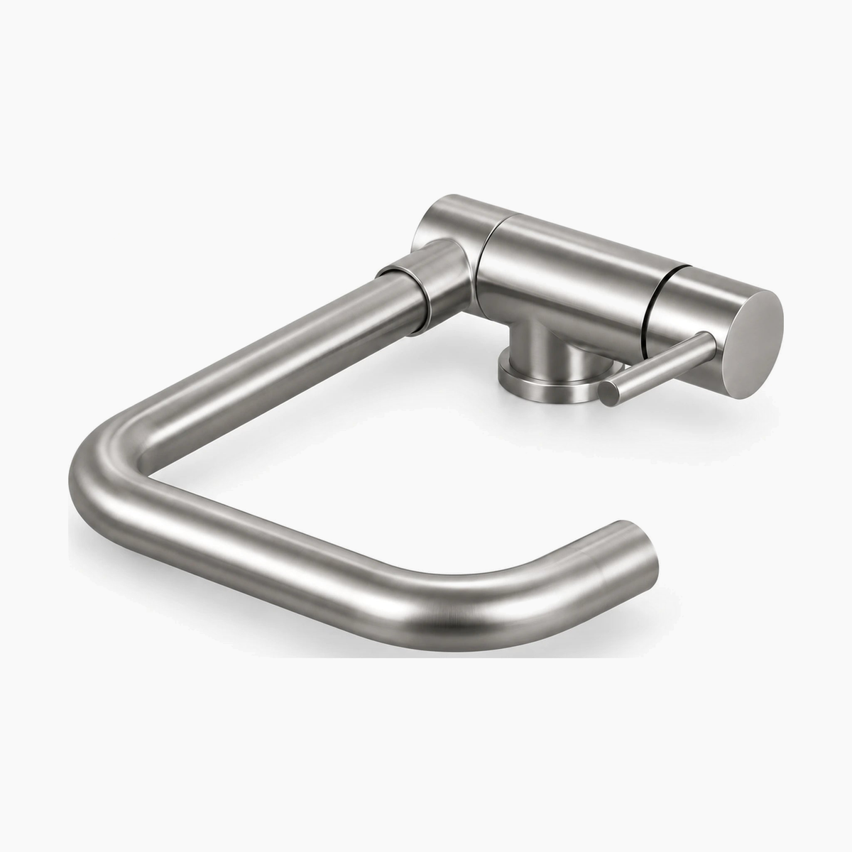 Mitigeur rabattable VIKÖ en inox en position rabattue #Inox brossé
